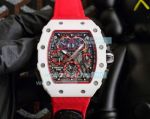 Replica Richard Mille RM 50-04 Kimi Raikkonen Tourbillon Chronograph Watch Red Gummy Strap